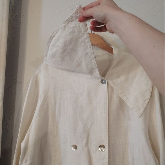 Bryn Walker Women's Size Small Oversized White Linen Button up Blouse Top - Picture 7 of 12